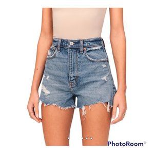 ABERCROMBIE & FITCH High Rise Mom Short Button fly Distressed